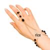 Korean Black Flower Bracelet & Ring Set - Women's Alloy Jewelry Gift