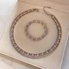 Light purple pearl bracelet necklace women's 5A zircon beaded collarbone chain Korean version new accessories