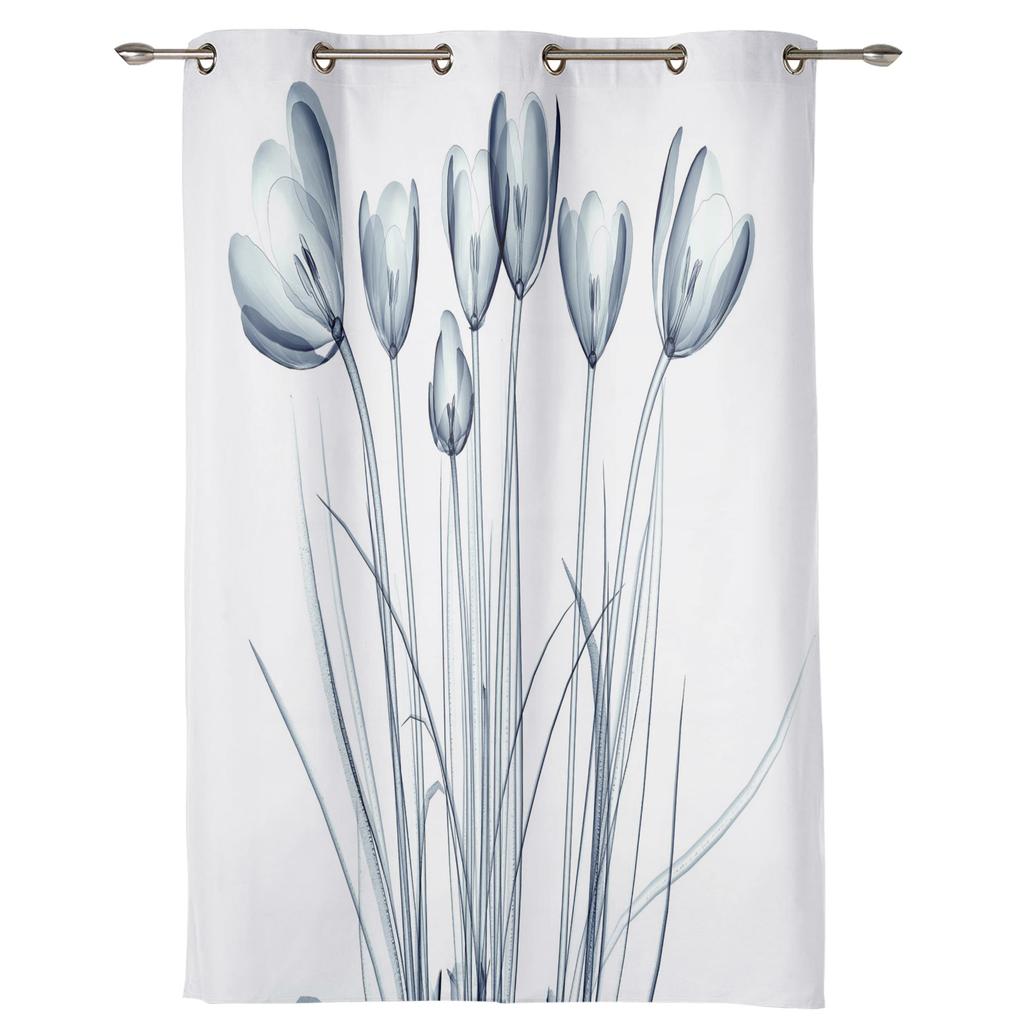 Blue Flowers Bouquet Windows Curtains for Bedroom Modern Printing Blinds Curtain For Living Room Home Decor