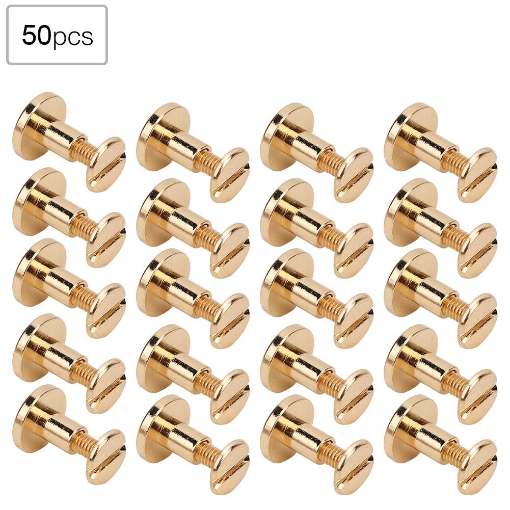 50 Set 8mm Pure Copper Flat Head Rivets Leather Strap Screws Kit for Notebook BindingGun color