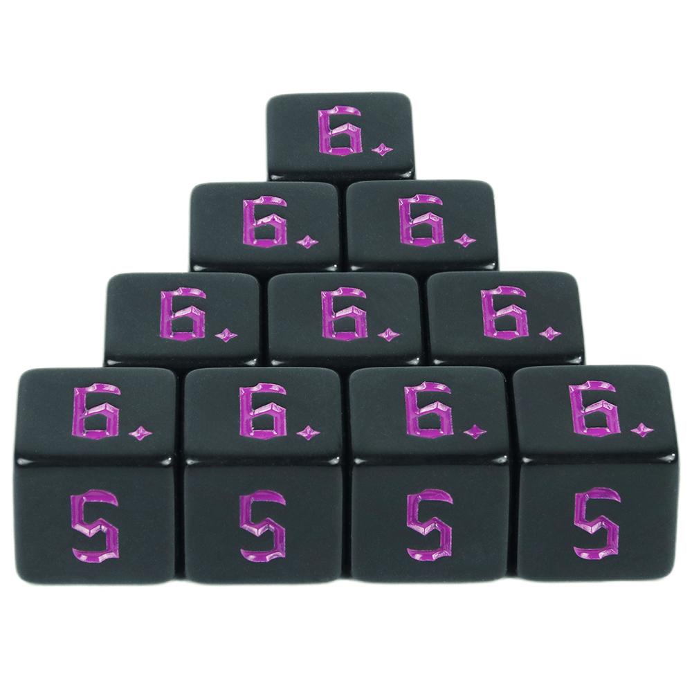 Czarne kostki 10szt. 6-ścienne kostki wielościenne do RPG D&D Akcesoria Stół Plansza Gra RPG Kostki