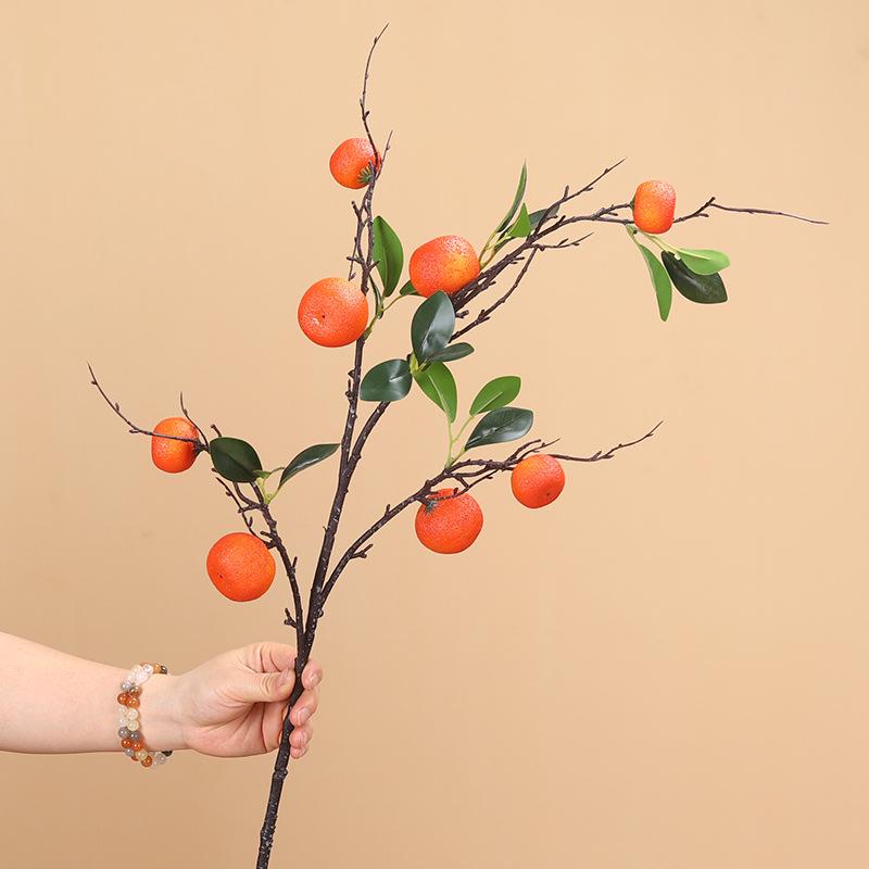 Artificial Pomegranate Persimmon Branch: Red Berry Fruit for Living Room or Entrance Hall Decoration - Chinese Style