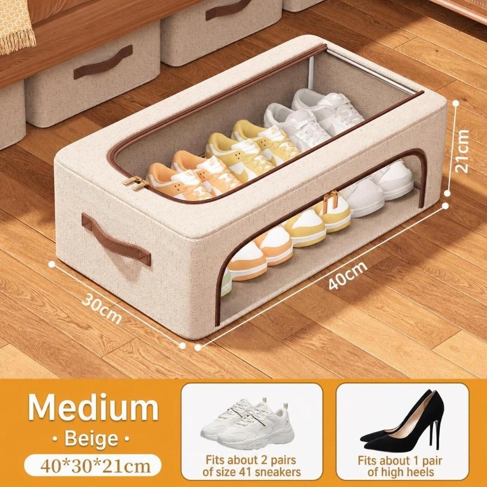 Zapatero Plegable Impermeable Diseño de Doble Ventana Caja de Almacenamiento Debajo de la Cama Almacenamiento de Zapatillas Deportivas