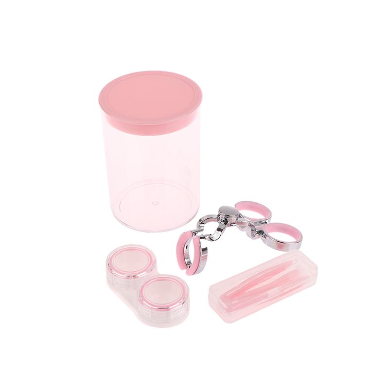 

6 шт./набор Инструмент для надевания контактных линз Пинцет Присоска Контейнер для хранения линз Контейнер для замачивания Интегрированный зажим и ведро для хранения розовый