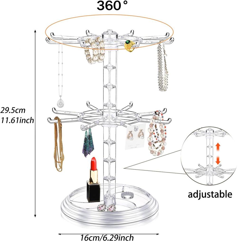 1 Stück 2. / 3. Etage drehbarer Schmuckaufbewahrungsständer Halsketten-Displayständer drehbarer Schlüsselanhänger Armband-Aufbewahrungsständer perfektes Weihnachtsgeschenk
