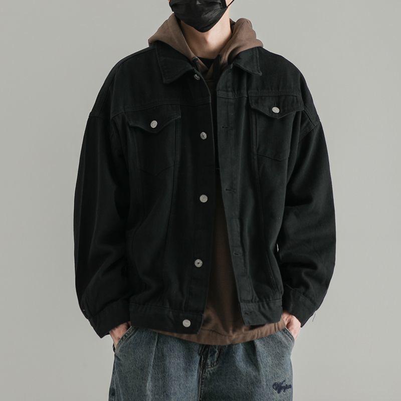 Men's Trendy Retro Motorcycle Denim Jacket - Slim Fit, Fashionable Baseball Collar for Autumn and Winter.