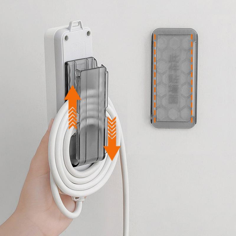 Wall-Mounted Holder Punch-Free Plug Fixer Self-Adhesive Socket Fixer Cable Power Strip Holder Cable Wire Organizer Rack