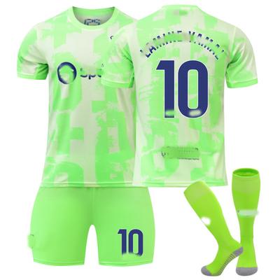 Dospievajúci Deti Dospelí Futbalové Súpravy Športové Tréningové Dresy so Štucňami 24/25 Barça 2. Vonkajší #10 Lamine Yamal