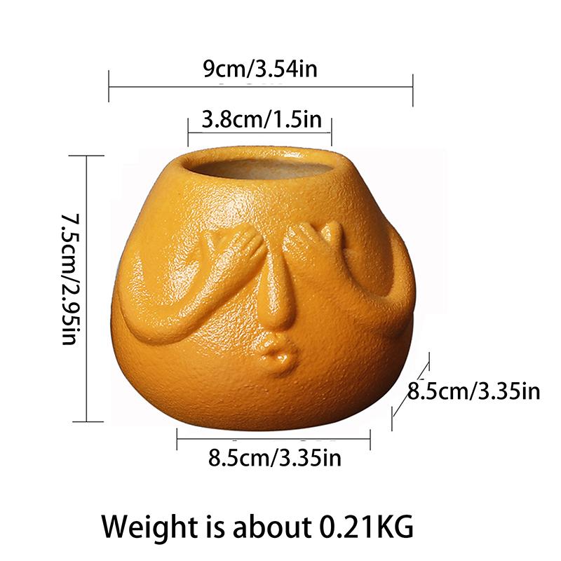 Funny Cute Cartoon Succulent Flowerpot Handicraft Unique Green Plant Pot Ceramic Pot Home Decor