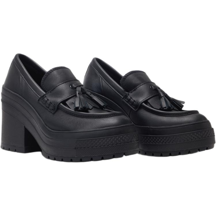 Converse  Chuck 70 De Luxe Heel Loafer Platform Low Triple Black Women Sneakers A14714C
