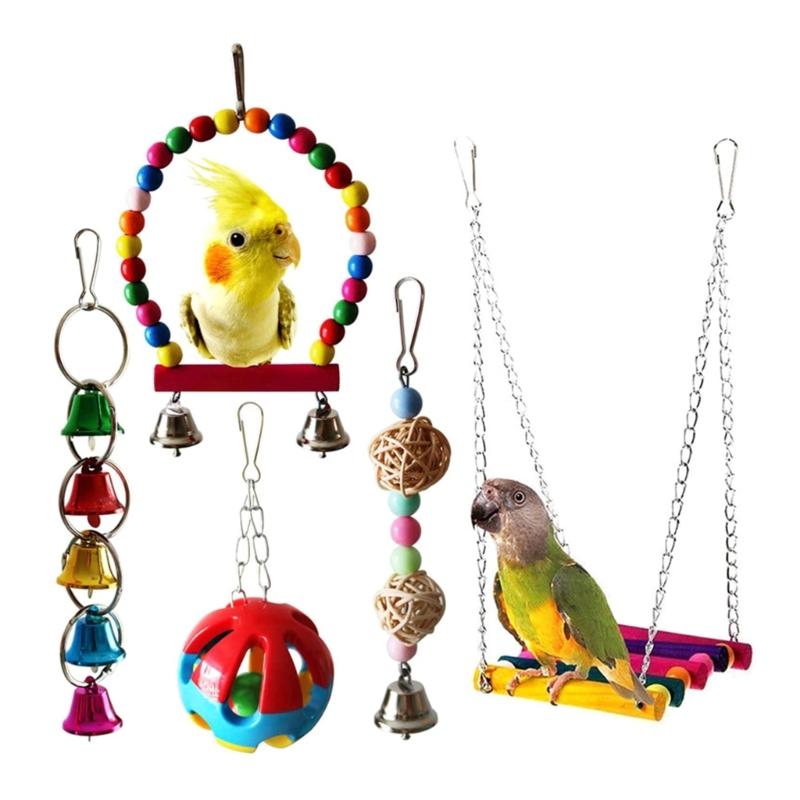 

Parrots Cage Ladder Swing Set Wooden Swing Standing Supplies Bridge Training Parrots Standing Supplies