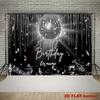 Custom Happy Birthday Disco Party Background, Black Silver Glitter Disco Ball Banner for Retro Birthday Nights