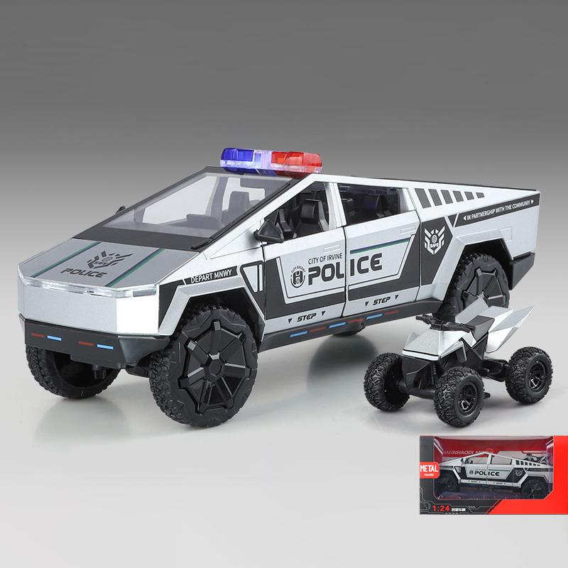1:24 Polizei Cybertruck Off Road Legierung Metall Druckguss Modellauto Outdoor Sammlungen Klassisch Trendiges Spielzeug Dekorationen Valentinstag Kinder