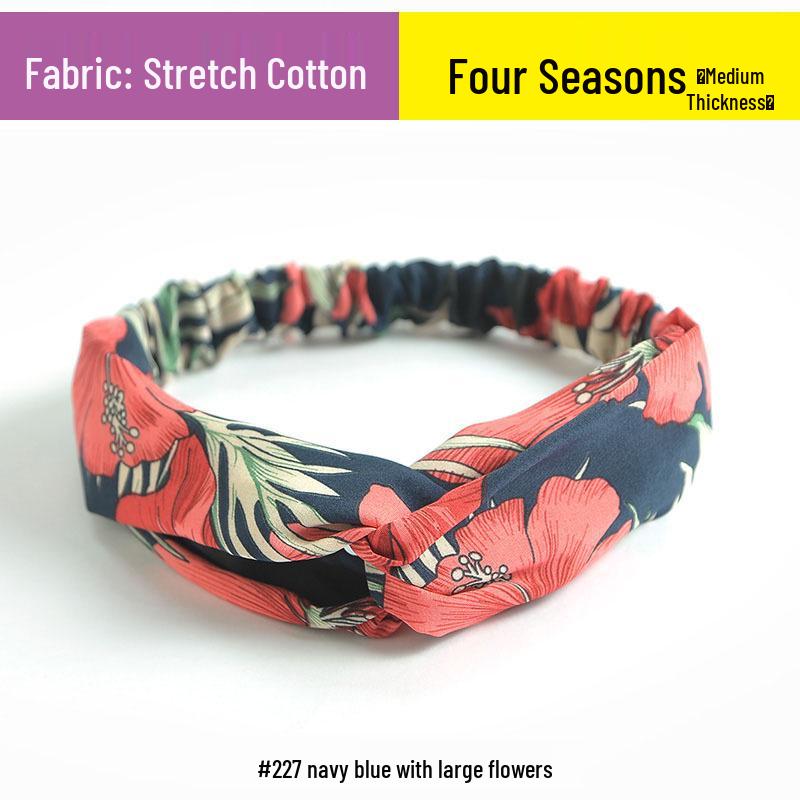 Koreanisches florales Chiffon-Elastik-Stirnband für Damen - Frischer Stil Haaraccessoire
