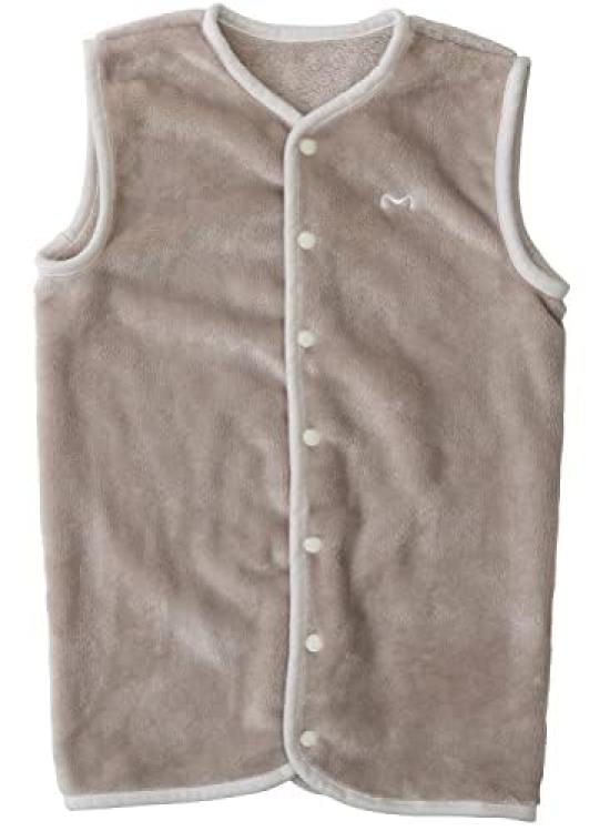 Aqua Mofua Baby Size M Prevents Colds While Premium Microfiber Greige X 507123N8 2-Way Sleeper, (80-100cm), Warm, Sleeping, Vest, White,