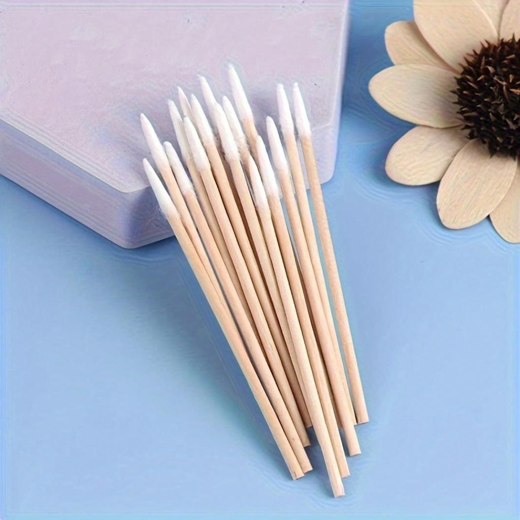 100-Pack Precision Nail Polish Removal Cotton Swabs - Portable, Clean Cotton Swab Heads For Manicures And Makeup