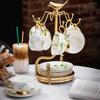 Luxury European-style Brass Coffee Cup Holder Elegant Cup Saucer Storage Rack Stylish Cups Storage Organizer Durability