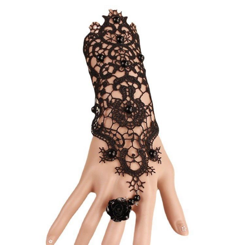 Collares Sexy Gothic Chokers Crystal Gear Chain Black Lace Neck Choker Necklace Vintage  Women Chocker Steampunk Jewelry