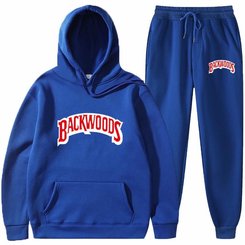 Tide Brand Sweater Set BACKWOODS Printed Men's and Women's Fleece Hoodie Two-piece Set