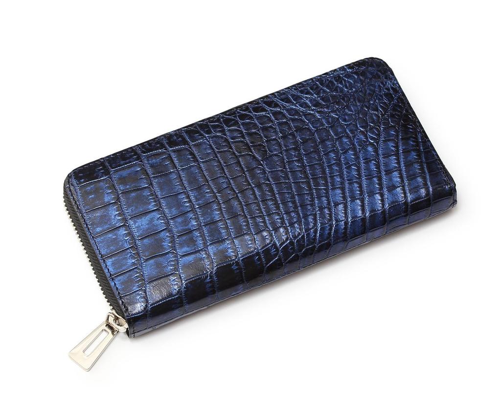 Crocodile Made in Round Long Genuine Genuine Luxury Good Money Times Feng Large Round Blue [Tokyo Crocodile] Wallet, Men's, Women's, Japan, Wallet,