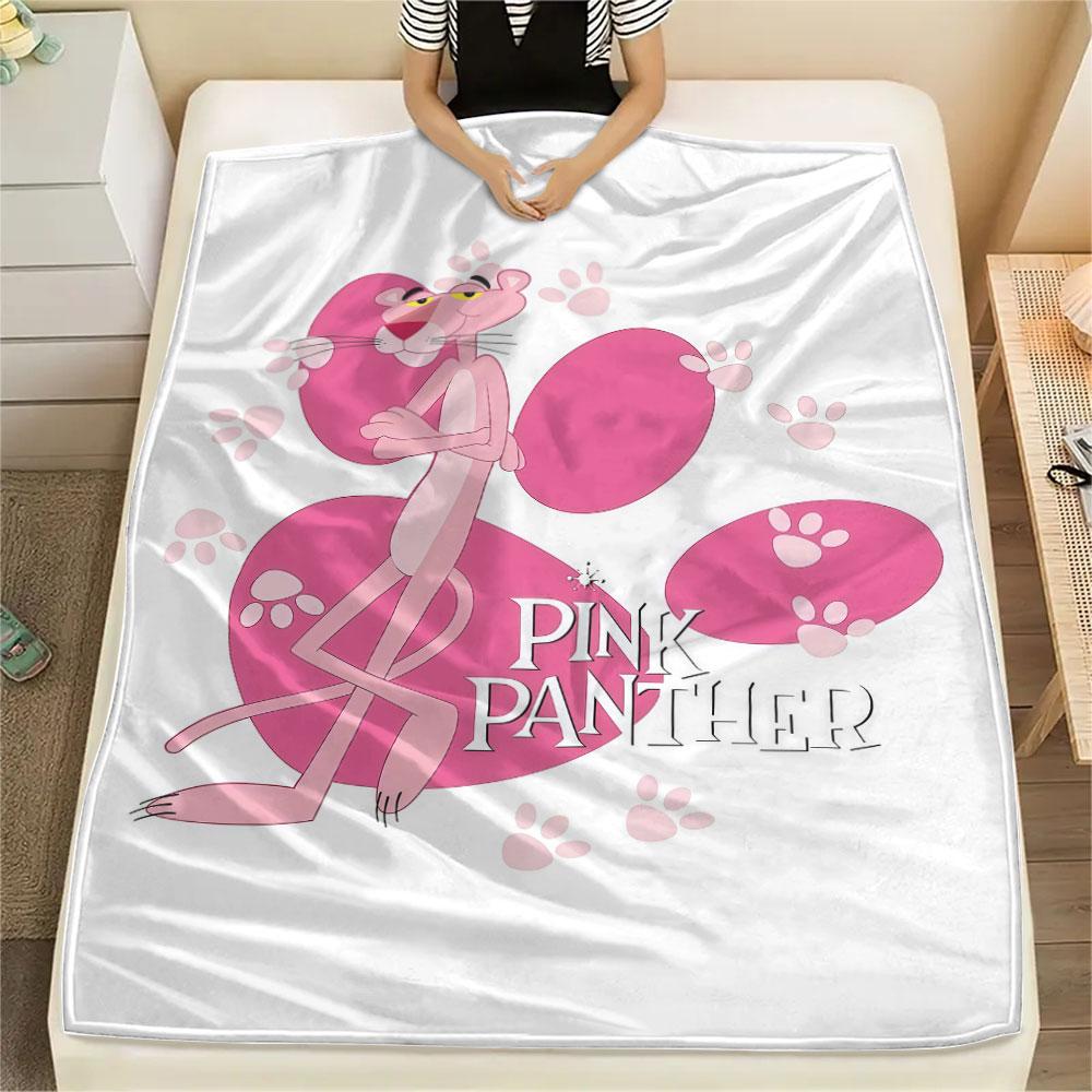 Pink Panther Printed Flannel Blanket, Soft Throw for Bedroom Sofa, Washable, Christmas Present, Great Gift.