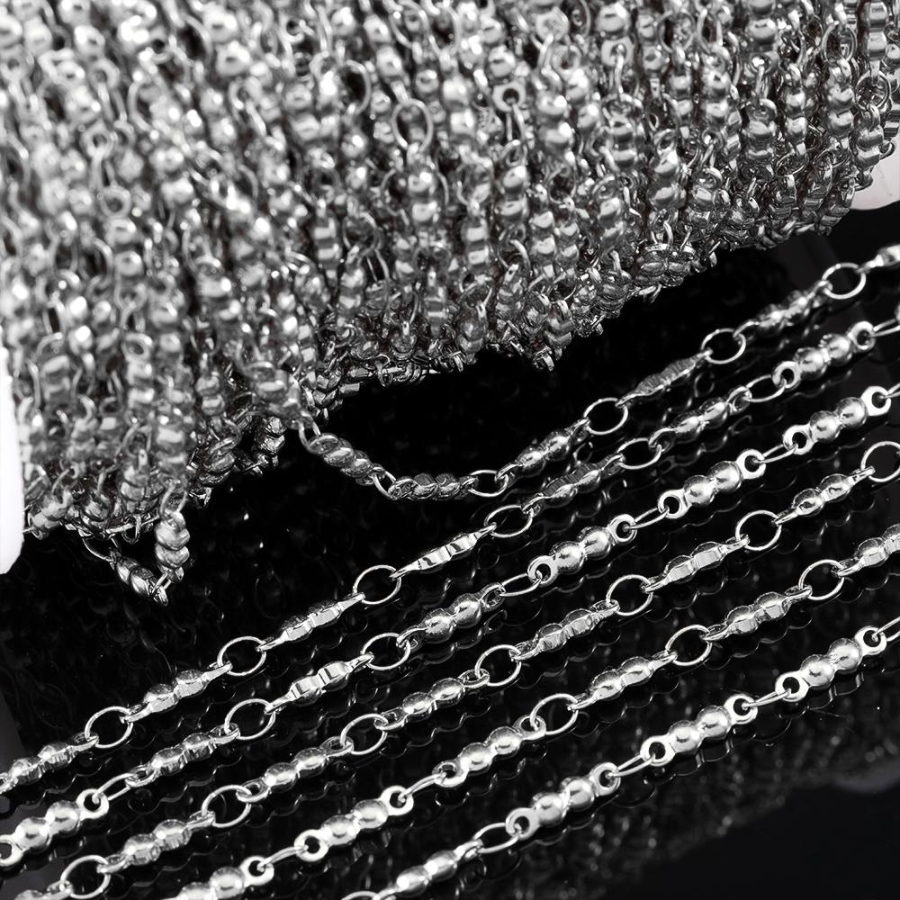 1Meter Fahsion Pod Design Necklace Chain Stainless Steel Metal Ball Link Chain for DIY Handmade Bracelet Material Jewelry Making