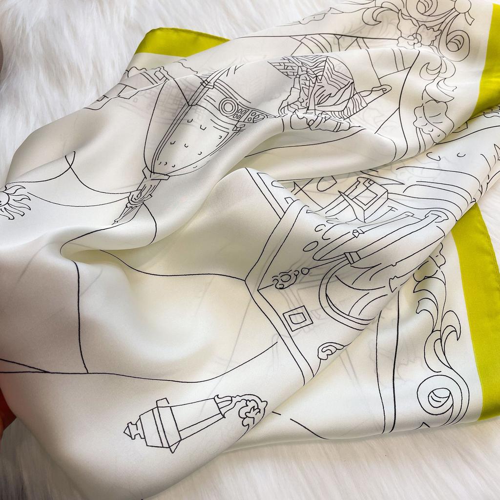 New silk scarf temperament versatile scarf decorative scarf imitation silk women's tie scarf tied hair simple sunscreen shawl