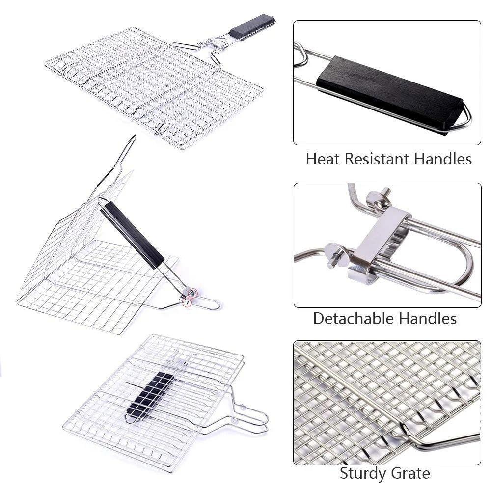 Non Stick BBQ Mesh Stainless Steel Barbecue Tool New Barbecue Net Plate  Picnic
