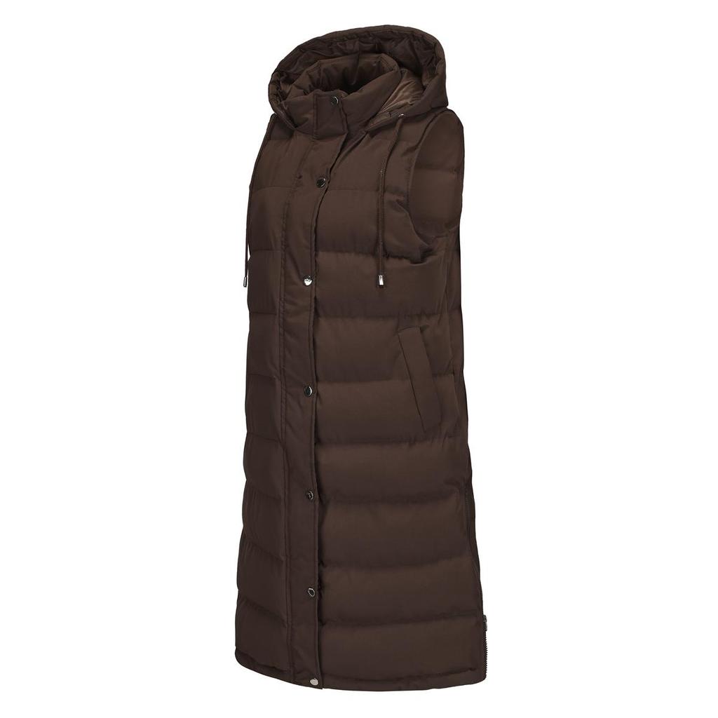 Women’s Coats Hooded Sleeves Long Style Solid Color Vest Quilted Jacket Autumn Winter Thick Warm Outer Wear