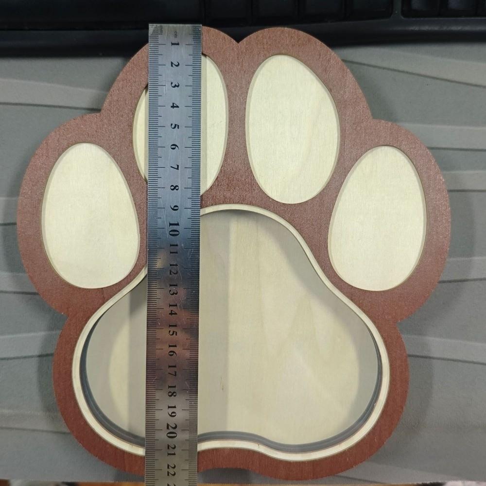 Wooden Pet Fur Keepsake Box Removable Back Cover With Picture Frame Pet Memorial Box Photo Display Paw Shaped