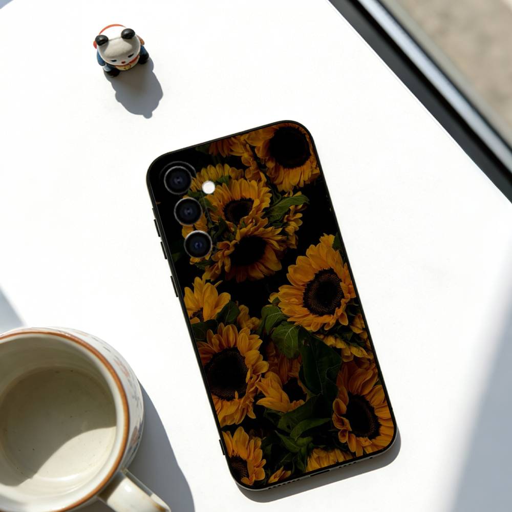 

Sunflower Pattern Phone Case For Samsung Galaxy A73,A72,A71,A70,A53,A52,A51,Soft Black Cover Samsung a50 30s 50s