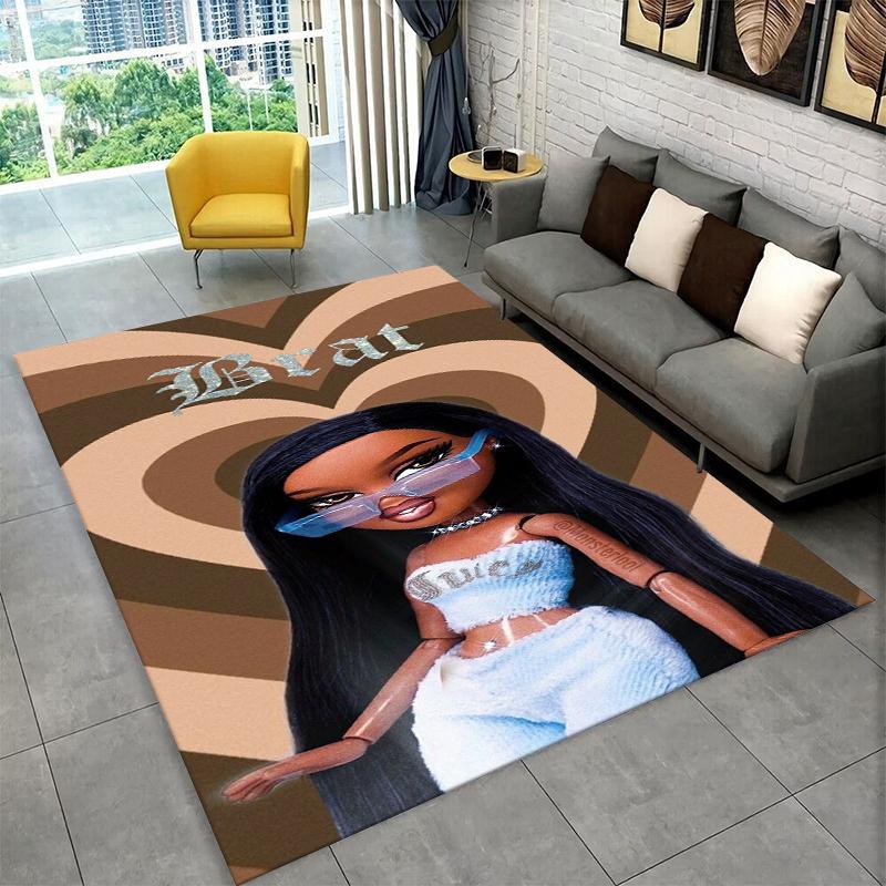 Bratz Doll Kawaii Girl Cartoon Carpet Rug for Playroom Bedroom Living Room Sofa Home Decor,kid Game Area Rug Non-slip Floor Mat