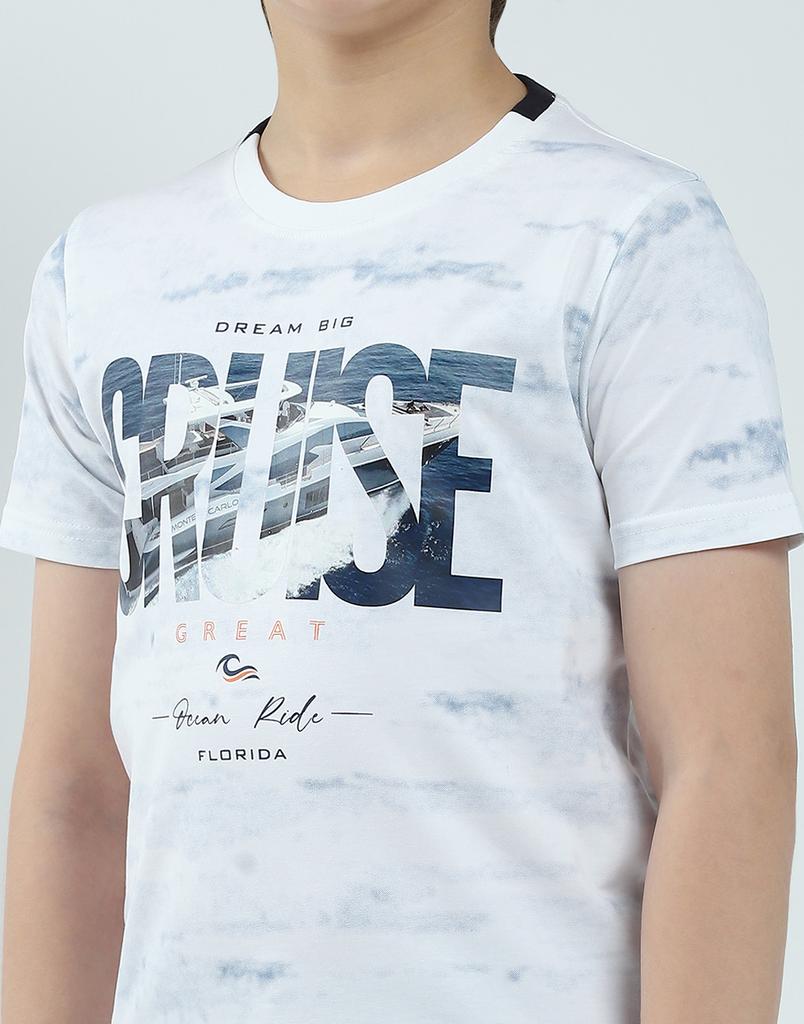 MONTE CARLO Boy's Regular Fit Printed Half Sleeve T-Shirt