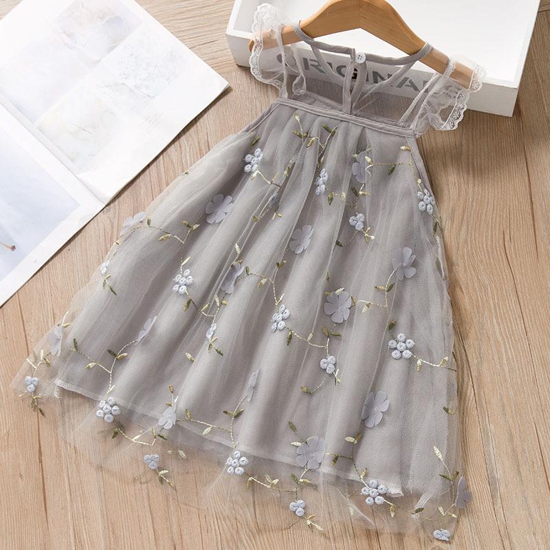 Summer Girls Tulle Princess Dress Cute Baby Party Gown Elegant Childrens Mesh Sundress For Toddler Kids Special Occasion Wear