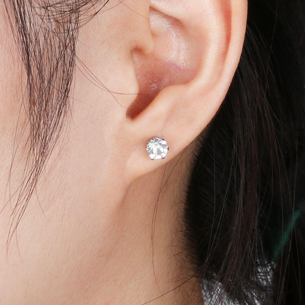 6/12Pairs Elegant Jewelry Gift Women Stud Earrings Set Round Zircon Alloy Silver Geometric Crystal