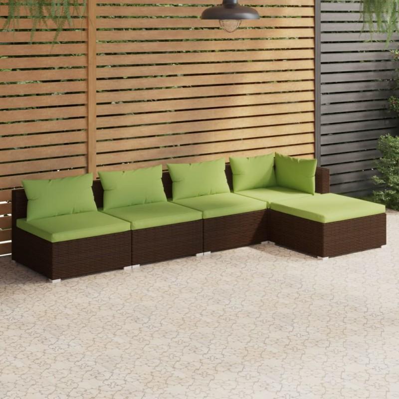 Day and Night - Day and Night 5-piece Garden Sofa Set and Brown Synthetic Rattan Cushions