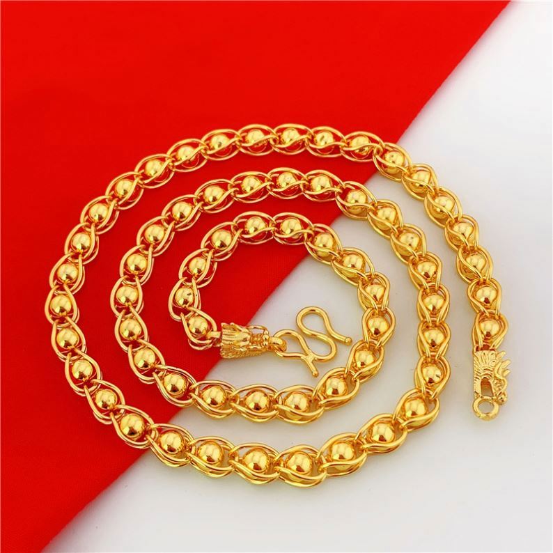 Dubai Simulated Vietnam Alluvial Gold Thailand Plated Men's Necklace Protection Daikin Pattern Faucet M Buckle