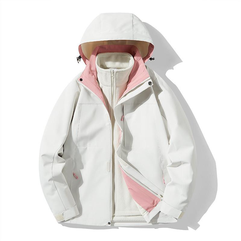 New Outdoor Jacket for Women, Windproof and Waterproof Three-in-one Detachable Two-piece Set, Thickened