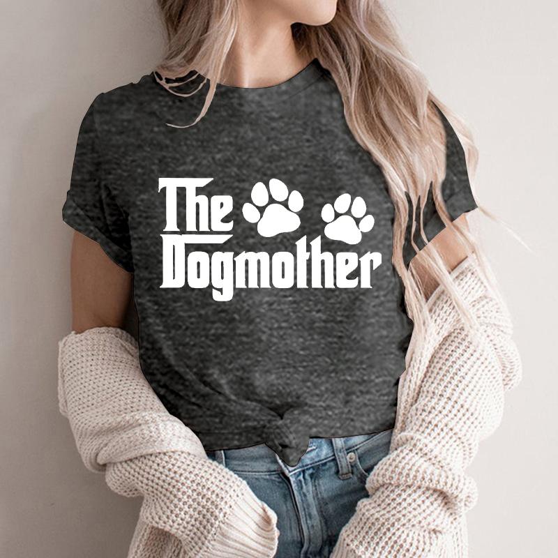 Women Vintage Puppy Paw Graphics Fun Letter Print T Shirts Crewneck Short Sleeve Dog Mama Life Streetwear Fashion Ladies Tshirts