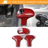 Gear Shift Head Knob Cover Trim For Dodge Charger Durango 2012-14 Red Carbon