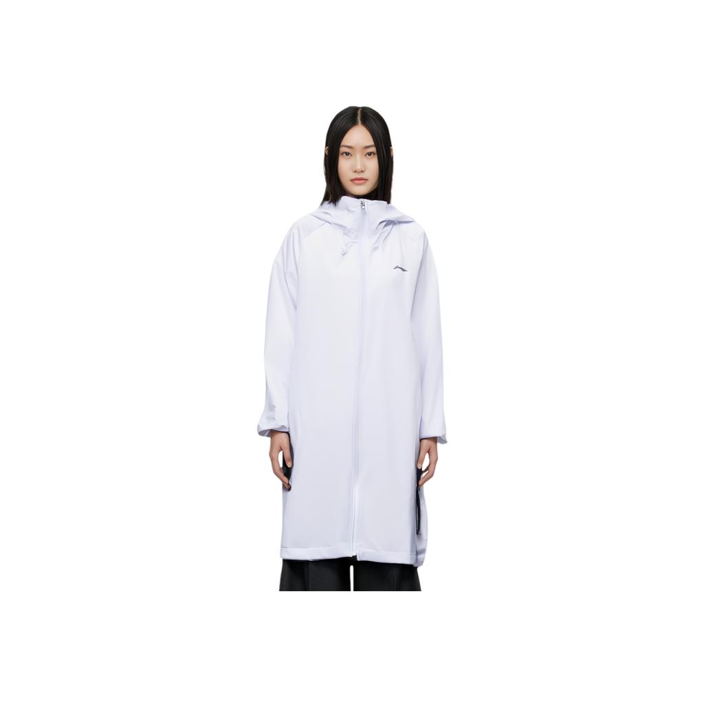 Lining Running Series Solid Color Zipper Hooded Long Sleeve Sun Protection Windbreaker Women Outerwear White AFDT182-2
