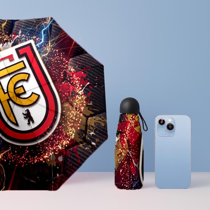 Union Berlin FC Mini 5 Fold Pocket Umbrella Compact Lightweight Anti UV Rain Sun Protection Umbrella Portable Travel Umbrella