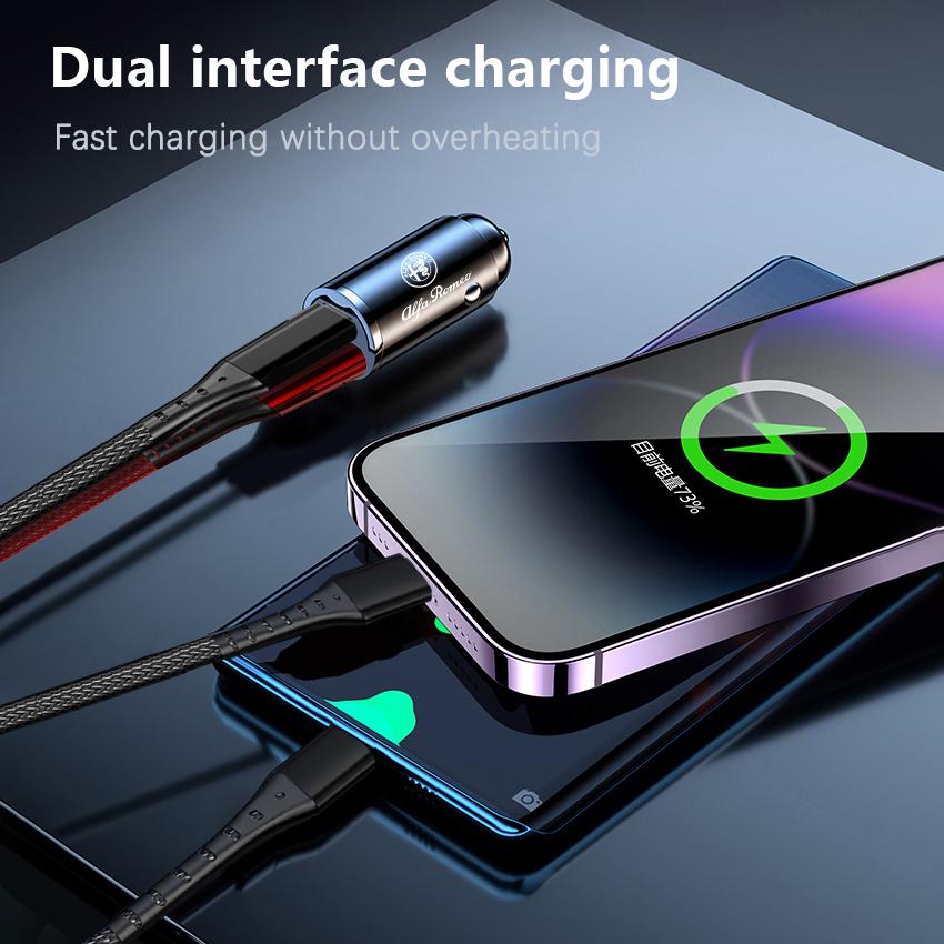 Car Interior Charger 3 In 1 Charging Cable Auto Accessories For Alfa Romeo Giulietta Mito 159 Giulia Stelvio 156 147 Tonale ofh853