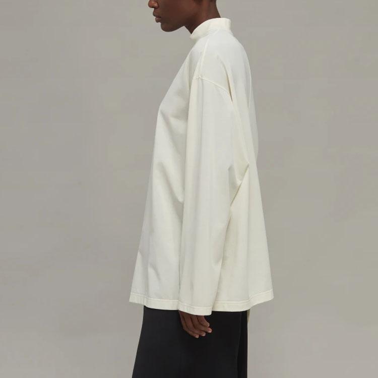 Adidas Solid Color Loose Asymmetrical Casual Long Sleeve T-Shirt Women Tops White IA3134