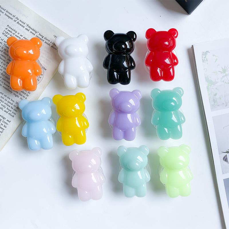 Epoxy Three-Dimensional Color Bear Mobile Phone Airbag Bracket Cute Transparent Paste Retractable Wind Ring Buckle