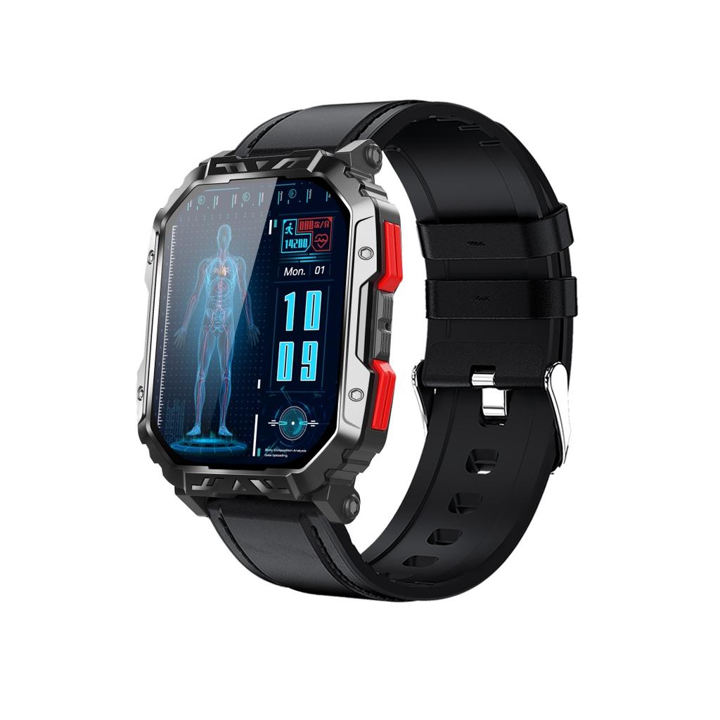 Rainbuvvy F407 Smart Watch 2.1 Inch Square Screen Heart Rate Blood Pressure Sleep Monitoring Calorie Flashlight Health Tracker Sports Watch