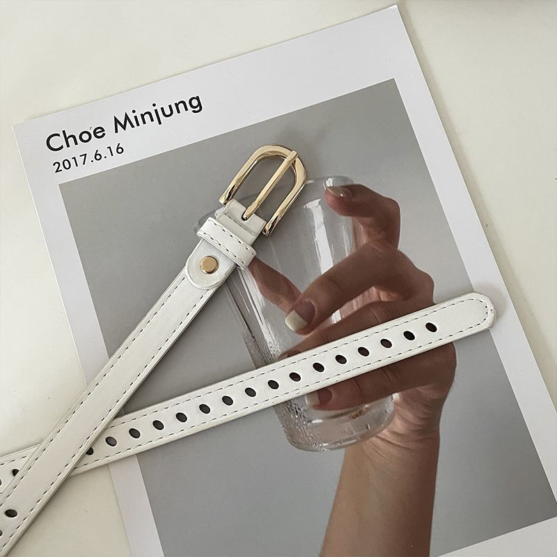 

Минималистичный Классический Кожаный Пояс на Талию с Золотой Пряжкой для Женщин Элегантных Цветов белый