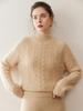 Women's Autumn Winter Cashmere Cable Knit Half Turtleneck Sweater - Solid Color, Slimming, Long Sleeve, Soft