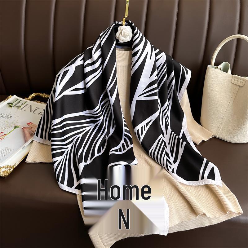 Women's Retro Twill Silk Scarf - 90cm Versatile Shawl for Travel & Sun Protection