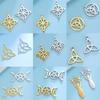 5 piezas de Runa de Bruja Nudo Celta Vintage Pulsera Collar Colgante Joyería de Acero Inoxidable Accesorios para Hacer Regalo